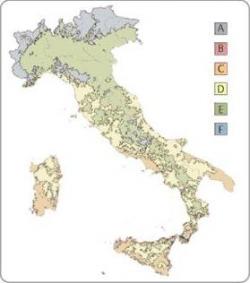 Mappa delle zone climatiche in Italia