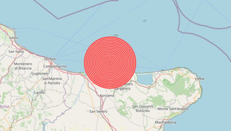 Epicentro della scossa di terremoto